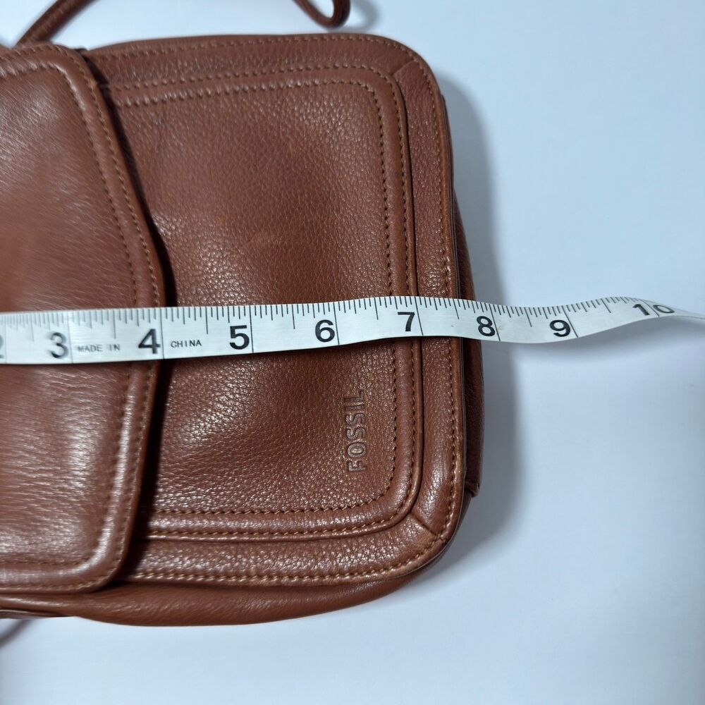 Vtg Fossil American Classic 75082 Brown Leather Crossbody Flap Bag Purse EUC - Picture 4 of 13